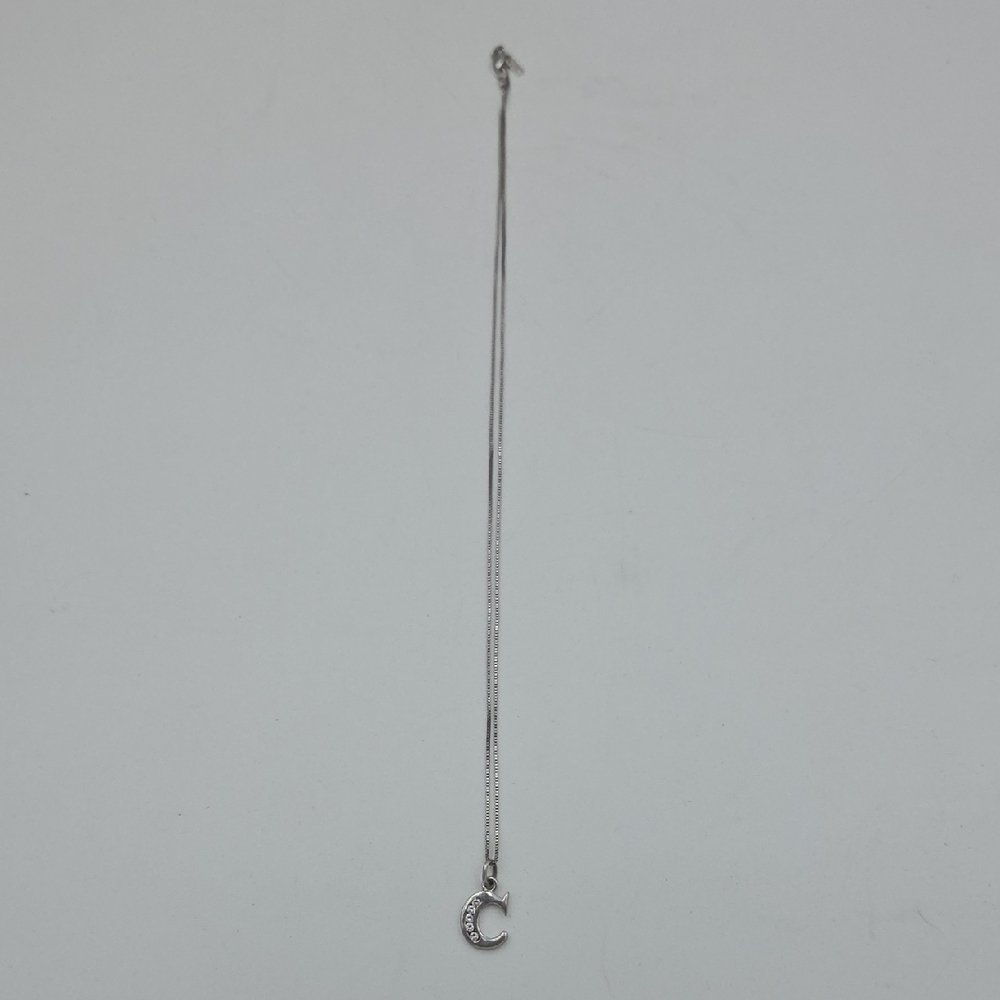 Sterling Silver Necklace with C Pendant
